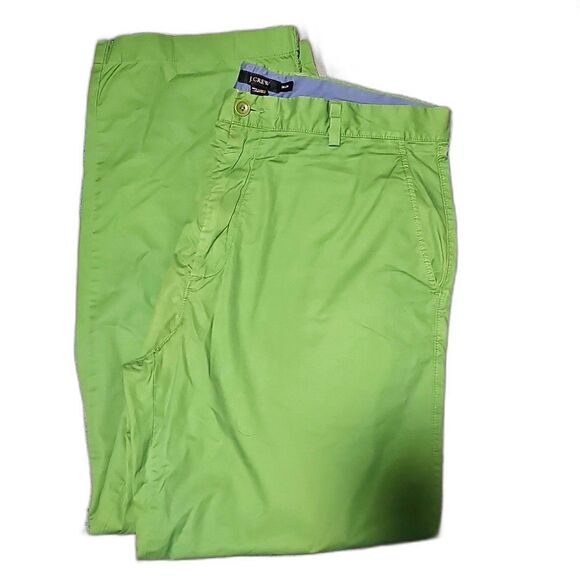 J. Crew Other - J.Crew Men's Green Cotton Casual Pants Straight Leg Flat Front Button Zip